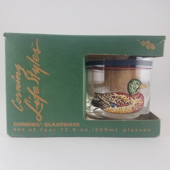 Vintage Corning Glassware Duck 4 - 12.5 oz Glasses - Picture 4 of 12
